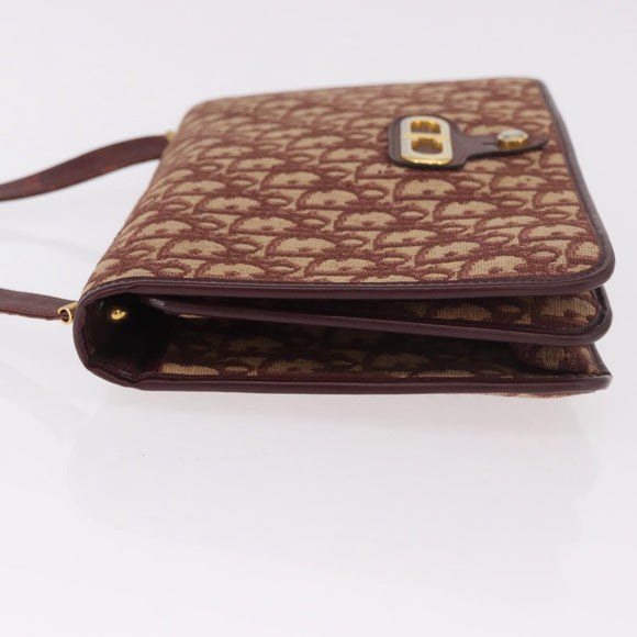 Christian Dior Trotter Canvas Shoulder Bag Red Gold Auth 184210