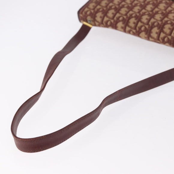 Christian Dior Trotter Canvas Shoulder Bag Red Gold Auth 184210