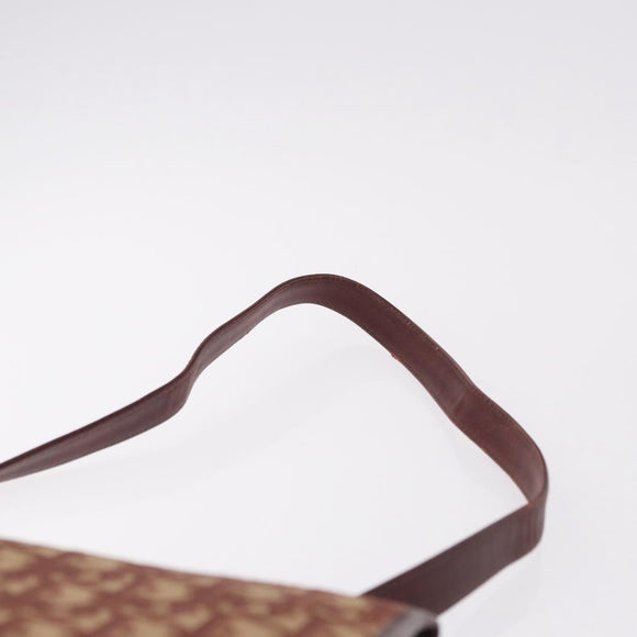 Christian Dior Trotter Canvas Shoulder Bag Red Gold Auth 184210