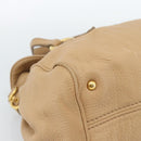 Miu Miu Tote Bag Leer Beige Goud Auth 184214A-14