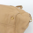 Miu Miu Tote Bag Leer Beige Goud Auth 184214A-15