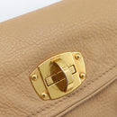 Miu Miu Tote Bag Leer Beige Goud Auth 184214A-17