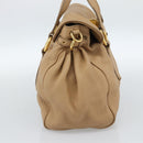 Miu Miu Tote Bag Leer Beige Goud Auth 184214A-3