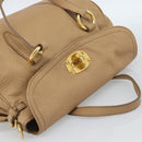Miu Miu Tote Bag Leer Beige Goud Auth 184214A-6