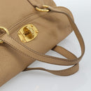 Miu Miu Tote Bag Leer Beige Goud Auth 184214A-7