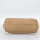 Miu Miu Tote Bag Leer Beige Goud Auth 184214A-5
