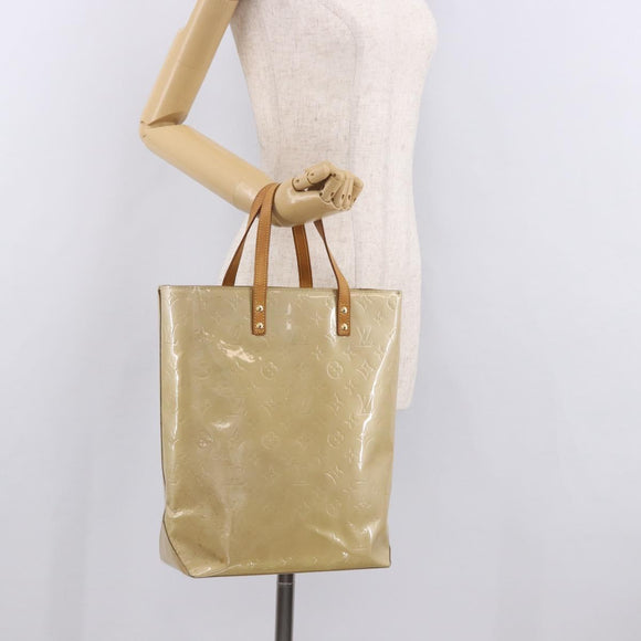LOUIS VUITTON Monogram Vernis Reade MM Hand Bag Beige M91141 LV Auth 184220