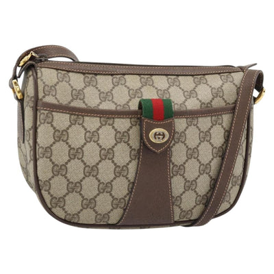 GUCCI GG Supreme Web Sherry Line Bag PVC Beige Gold 89 02 032 Auth 184227