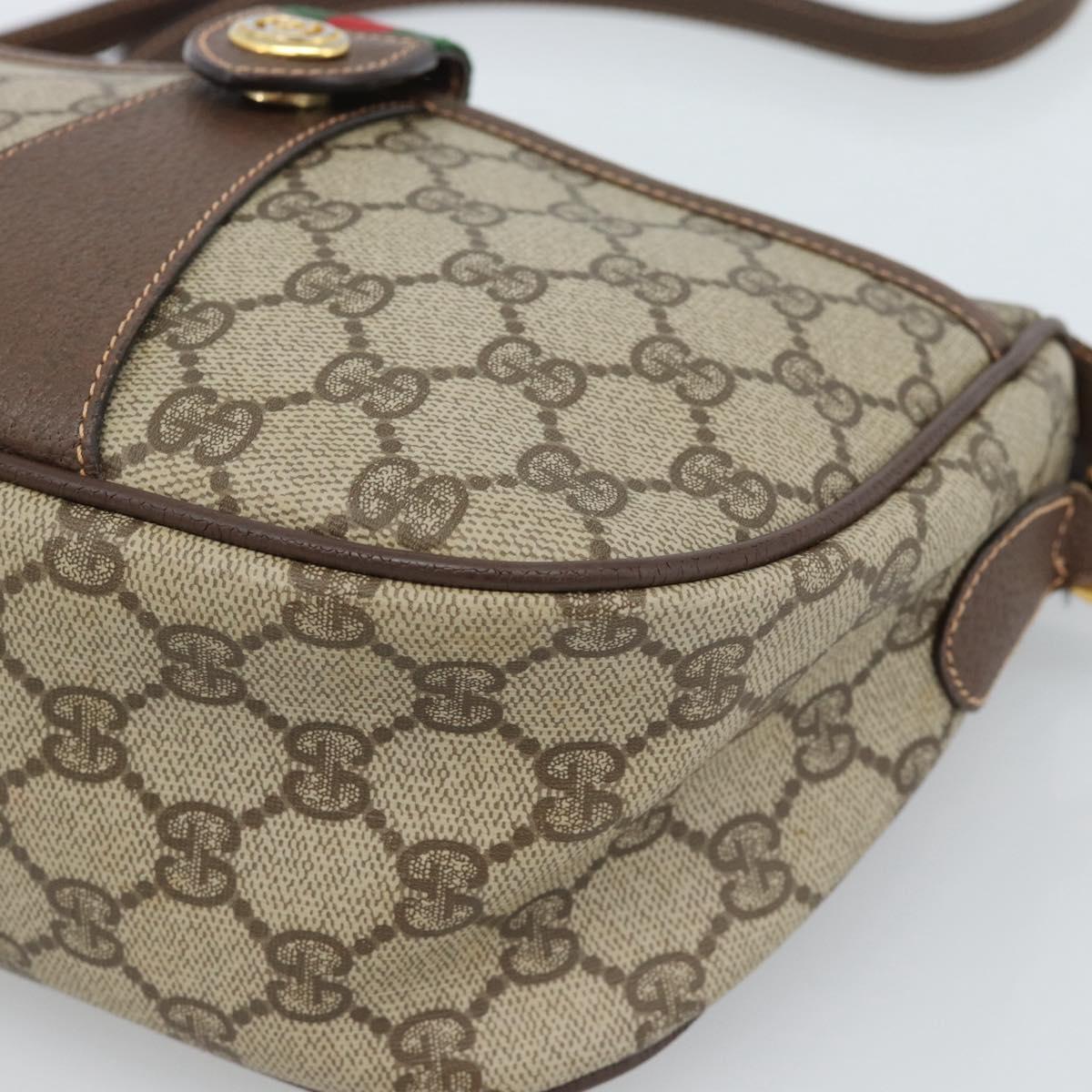 GUCCI GG Supreme Web Sherry Line Bag PVC Beige Gold 89 02 032 Auth