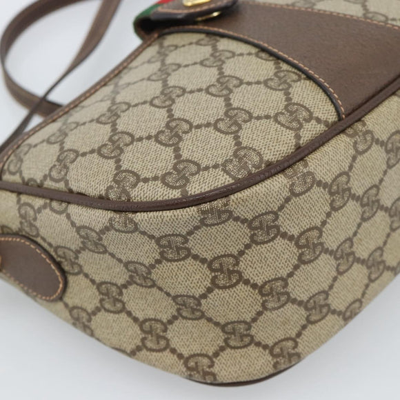 GUCCI GG Supreme Web Sherry Line Bag PVC Beige Gold 89 02 032 Auth 184227