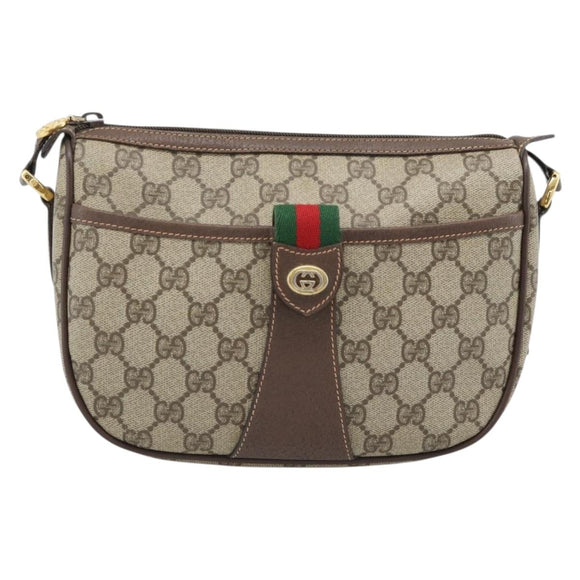 GUCCI GG Supreme Web Sherry Line Bag PVC Beige Gold 89 02 032 Auth 184227