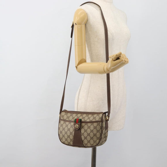 GUCCI GG Supreme Web Sherry Line Bag PVC Beige Gold 89 02 032 Auth 184227