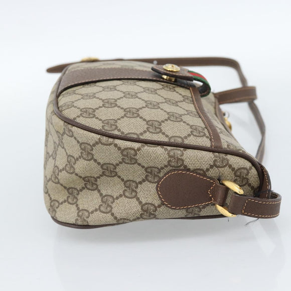GUCCI GG Supreme Web Sherry Line Bag PVC Beige Gold 89 02 032 Auth 184227