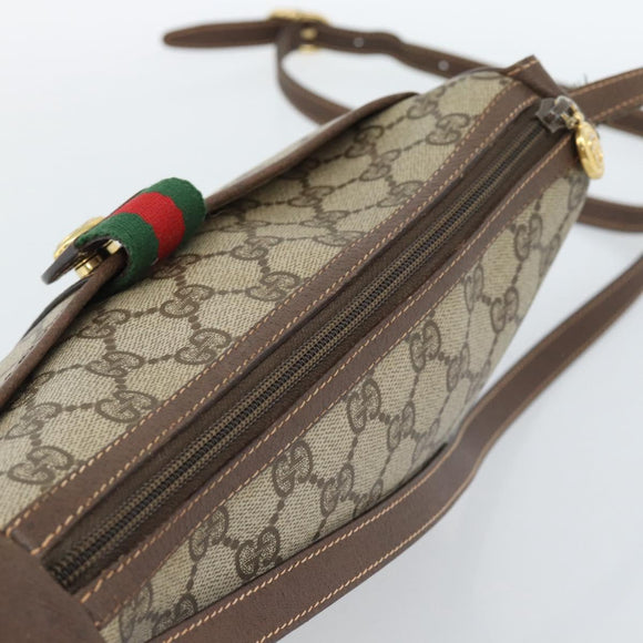 GUCCI GG Supreme Web Sherry Line Bag PVC Beige Gold 89 02 032 Auth 184227