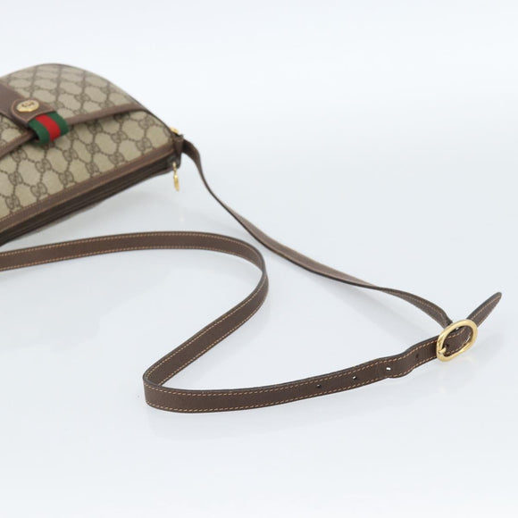 GUCCI GG Supreme Web Sherry Line Bag PVC Beige Gold 89 02 032 Auth 184227