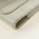 CHANEL icon Chain Shoulder Pouch Lamb Skin White Silver CC Auth 184233A-17