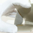 CHANEL icon Chain Shoulder Pouch Lamb Skin White Silver CC Auth 184233A-21