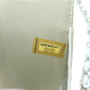 CHANEL icon Chain Shoulder Pouch Lamb Skin White Silver CC Auth 184233A-12