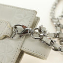 CHANEL icon Chain Shoulder Pouch Lamb Skin White Silver CC Auth 184233A-9
