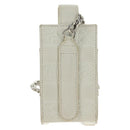 CHANEL icon Chain Shoulder Pouch Lamb Skin White Silver CC Auth 184233A-2