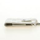 CHANEL icon Chain Shoulder Pouch Lamb Skin White Silver CC Auth 184233A-4