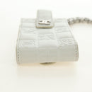 CHANEL icon Chain Shoulder Pouch Lamb Skin White Silver CC Auth 184233A-5
