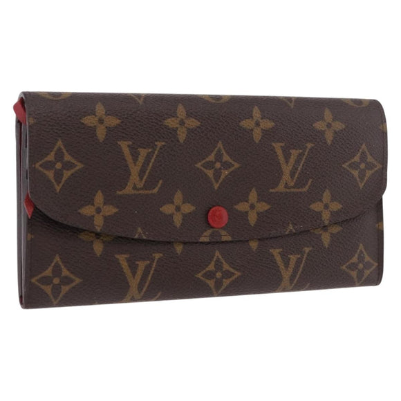 LOUIS VUITTON Monogram Portefeuille Emilie Long Wallet Red M60136 LV Auth 184234