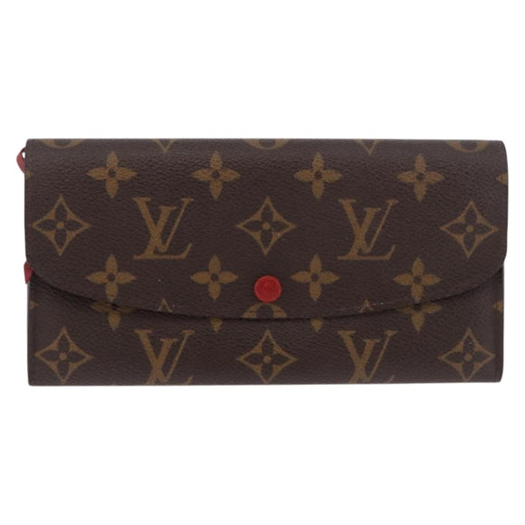 LOUIS VUITTON Monogram Portefeuille Emilie Long Wallet Red M60136 LV Auth 184234