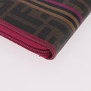 FENDI Zucca Canvas Long Wallet PVC Black Brown Auth 184235A-15