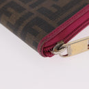 FENDI Zucca Canvas Long Wallet PVC Black Brown Auth 184235A-16