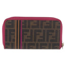 FENDI Zucca Canvas Long Wallet PVC Black Brown Auth 184235A-2