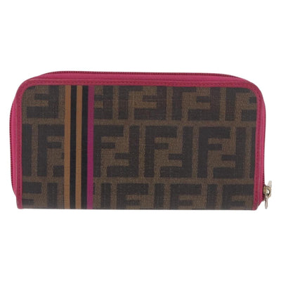 FENDI Zucca Canvas Long Wallet PVC Black Brown Auth 184235A - 0