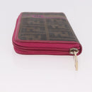FENDI Zucca Canvas Long Wallet PVC Black Brown Auth 184235A-4