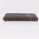 FENDI Zucca Canvas Long Wallet PVC Black Brown Auth 184235A-6