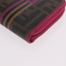 FENDI Zucca Canvas Long Wallet PVC Black Brown Auth 184235A-14
