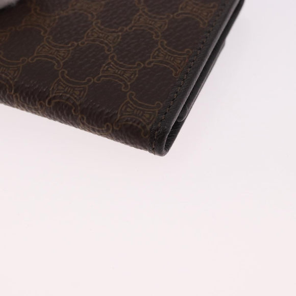 CELINE Macadam Canvas Key Case PVC Leather Black Gold Auth 184236V