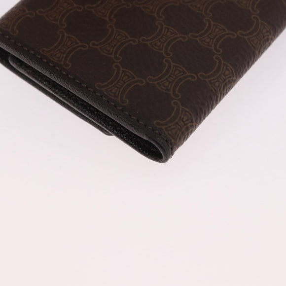 CELINE Macadam Canvas Key Case PVC Leather Black Gold Auth 184236V