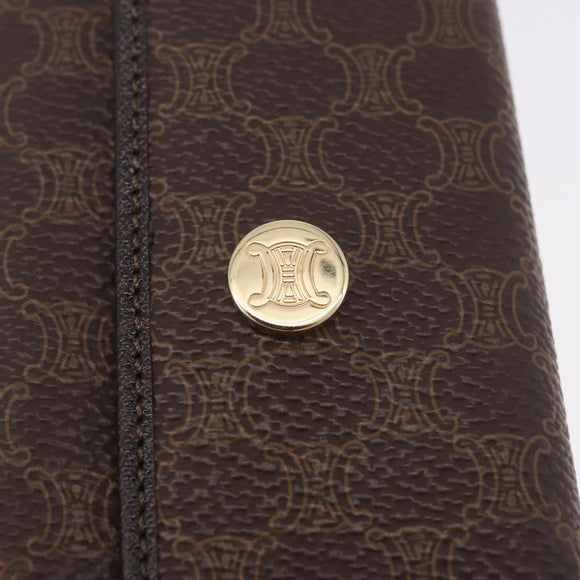 CELINE Macadam Canvas Key Case PVC Leather Black Gold Auth 184236V