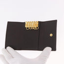 CELINE Macadam Canvas Key Case PVC Leather Black Gold Auth 184236V-8