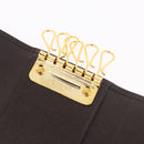 CELINE Macadam Canvas Key Case PVC Leather Black Gold Auth 184236V-21