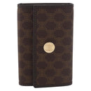 CELINE Macadam Canvas Key Case PVC Leather Black Gold Auth 184236V-13