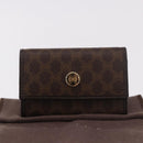 CELINE Macadam Canvas Key Case PVC Leather Black Gold Auth 184236V-12
