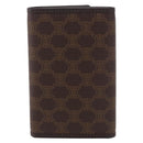 CELINE Macadam Canvas Key Case PVC Leather Black Gold Auth 184236V-2