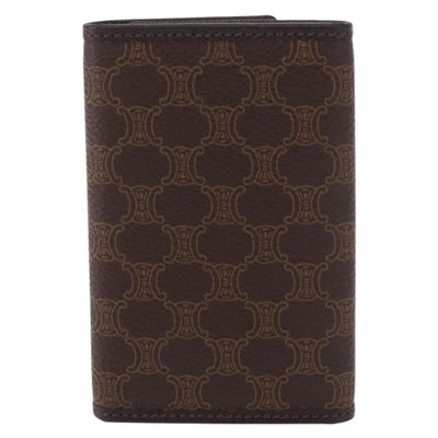 CELINE Macadam Canvas Key Case PVC Leather Black Gold Auth 184236V - 0