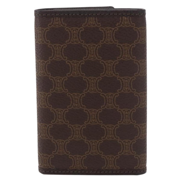 CELINE Macadam Canvas Key Case PVC Leather Black Gold Auth 184236V