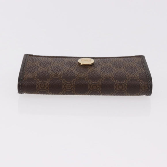 CELINE Macadam Canvas Key Case PVC Leather Black Gold Auth 184236V