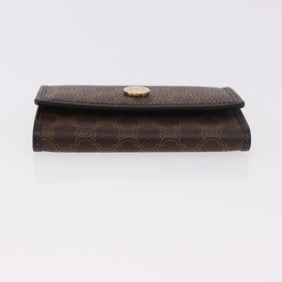 CELINE Macadam Canvas Key Case PVC Leather Black Gold Auth 184236V
