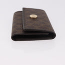 CELINE Macadam Canvas Key Case PVC Leather Black Gold Auth 184236V-6