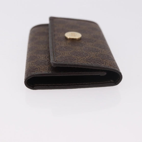 CELINE Macadam Canvas Key Case PVC Leather Black Gold Auth 184236V