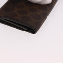 CELINE Macadam Canvas Key Case PVC Leather Black Gold Auth 184236V-14